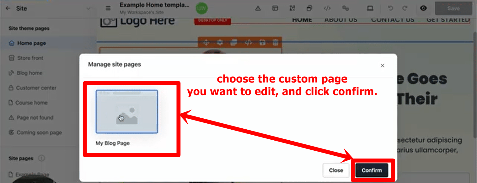 #10 choose the custom page you want to edit-