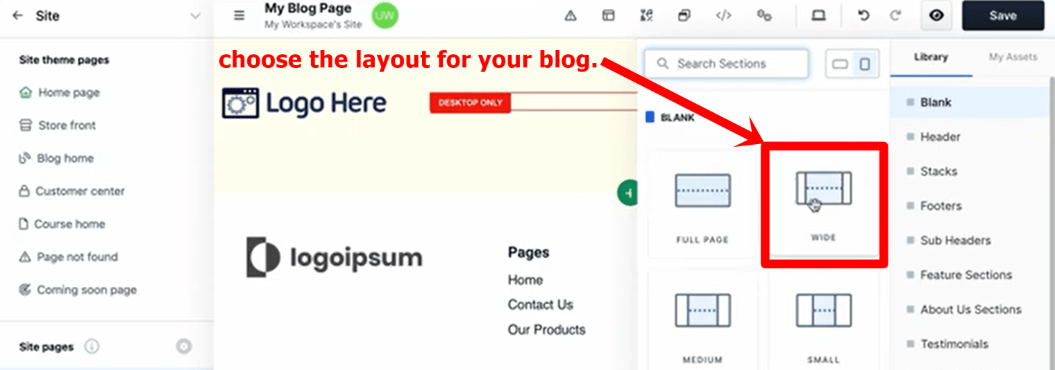 #13 choose the blog layout on clickfunnels landing page