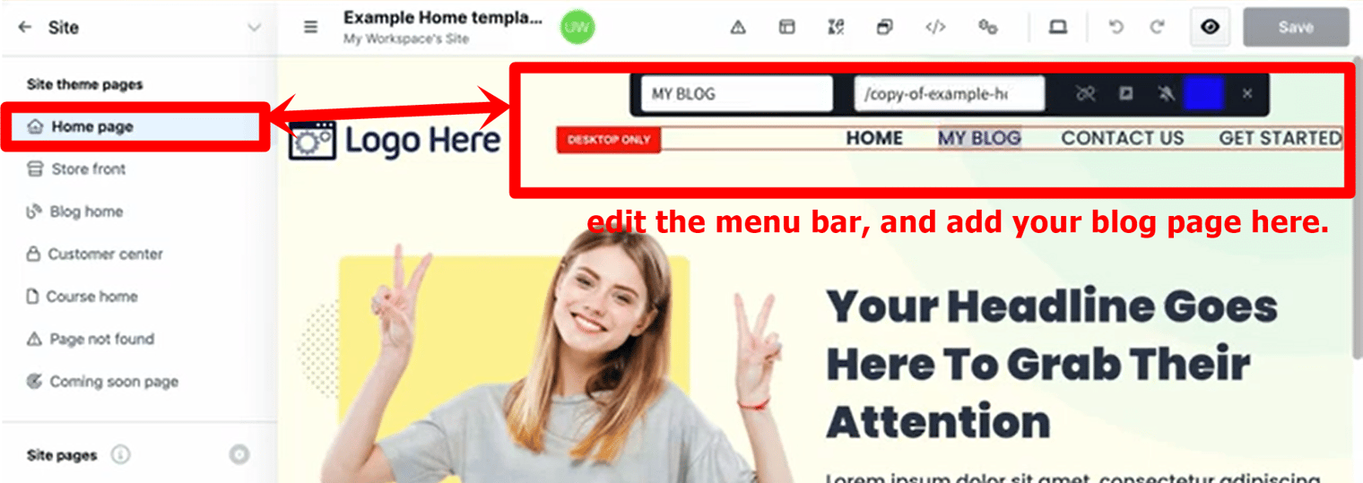 #18 add your blog page in the menu bar