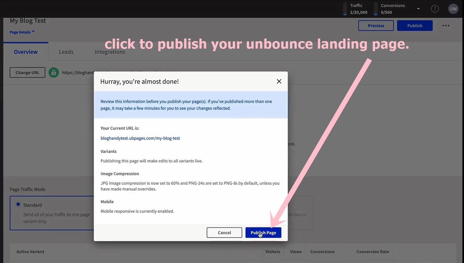 12 click to publish unbounce landing page