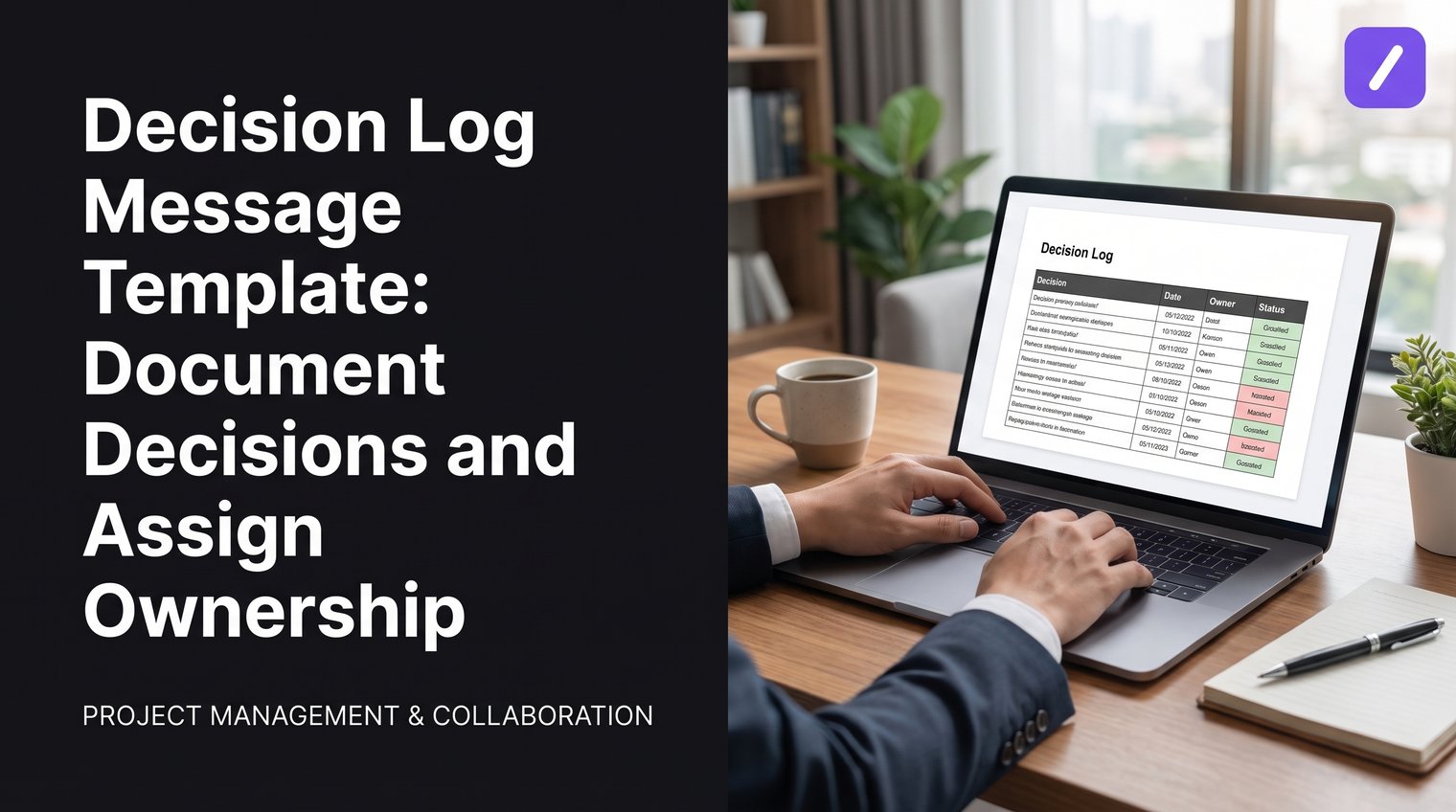 Decision Log Message Template: Document Decisions and Assign Ownership