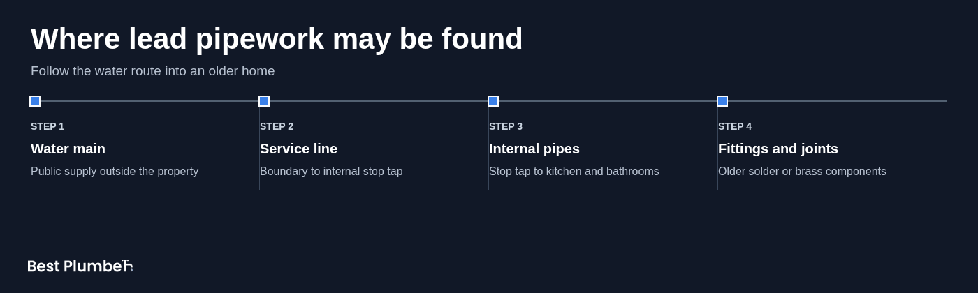 Where lead pipework may be found