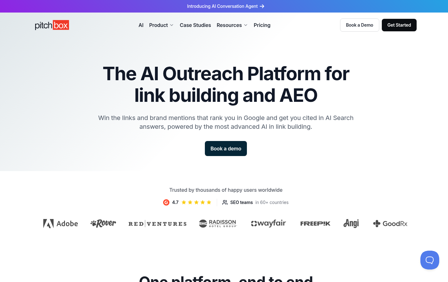 Screenshot of pitchbox.com - Capture public product content that demonstrates prospecting, outreach automation, or link-building workflow management