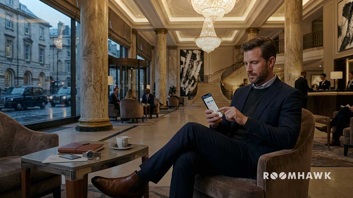 Man in sharp suit using phone