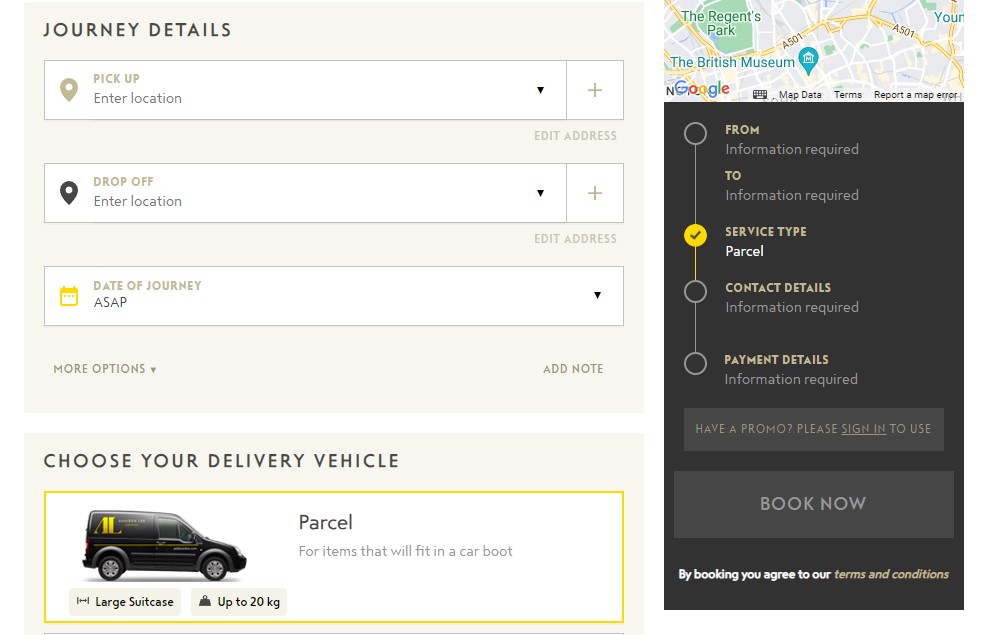 Addison Lees Courier Booking app