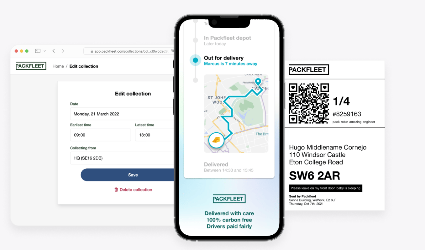 The Packfleet App On Their Delivery Page