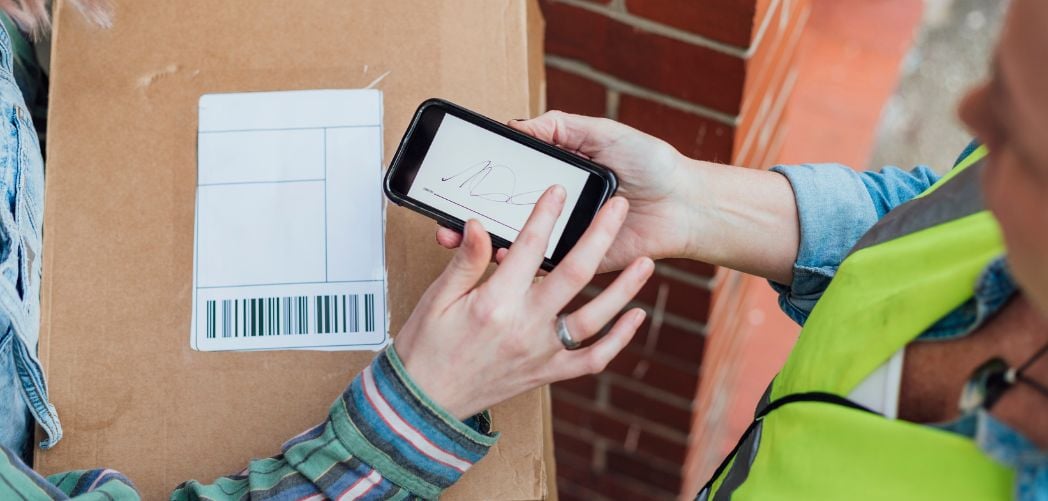 Signing for a delivery