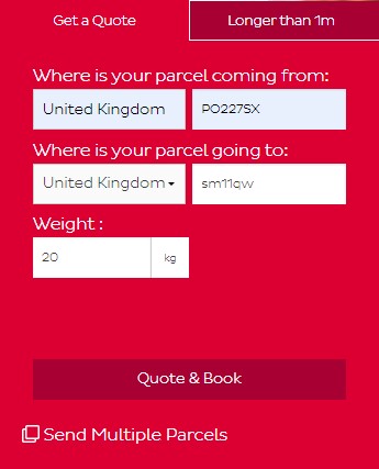 DPDs simple to use delivery quote form