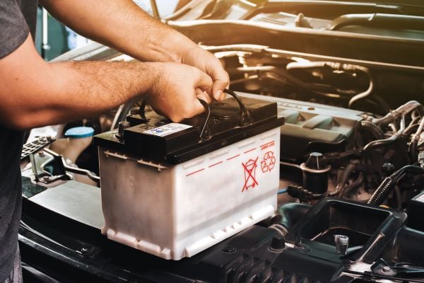 Car battery ready for courier delivery