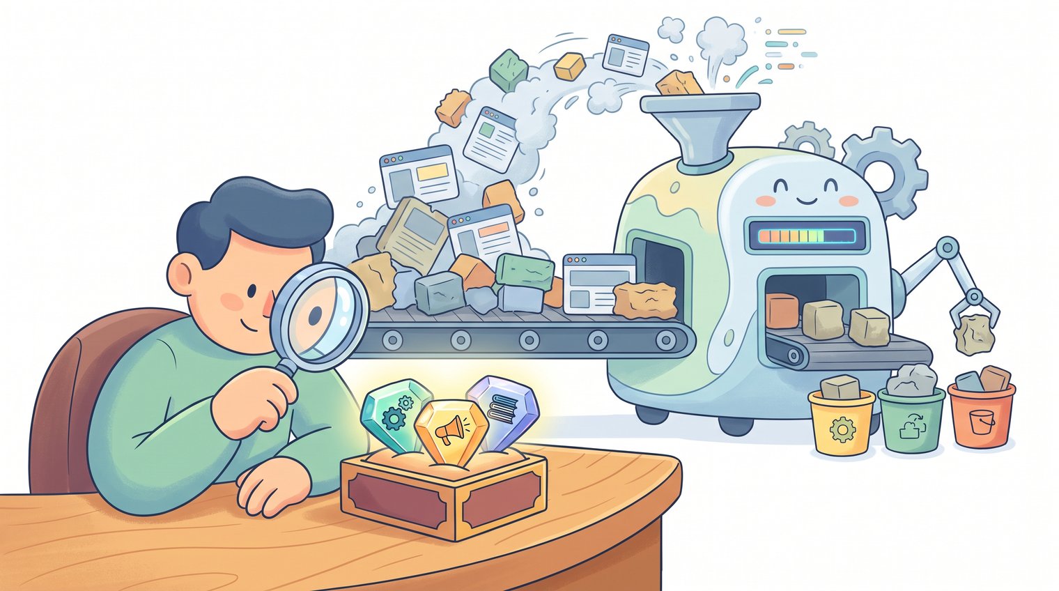A B2B SEO strategist reviewing a small set of high-quality publisher opportunities while automation handles a larger research queue in the background