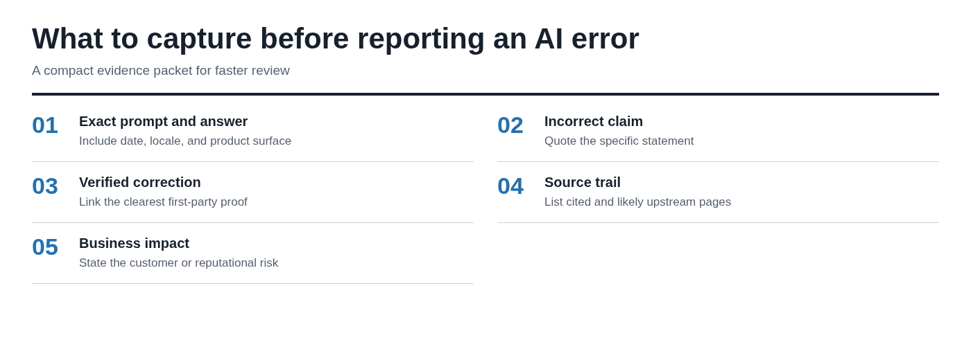 What to capture before reporting an AI error