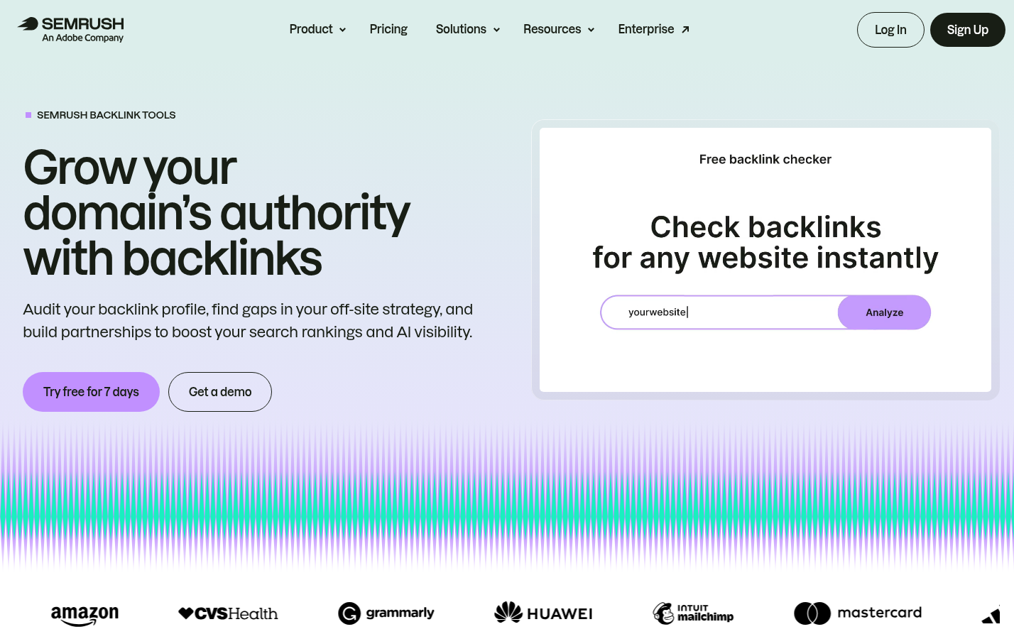 Semrush: Backlink analysis/reporting interface or feature explanation showing how teams can evaluate referring domains and link opportunities for priority programmatic hubs