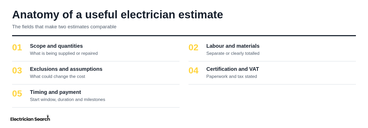 Anatomy of a useful electrician estimate
