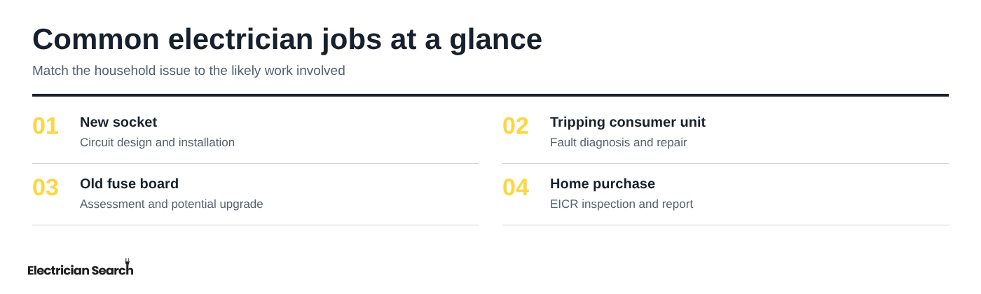 Common electrician jobs at a glance